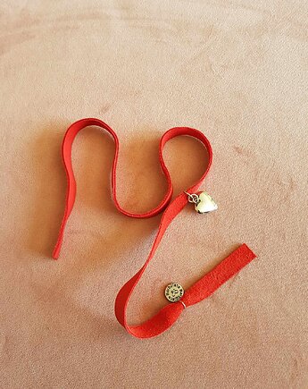 Bransoletka zamszowa czerwona serce, barboleta