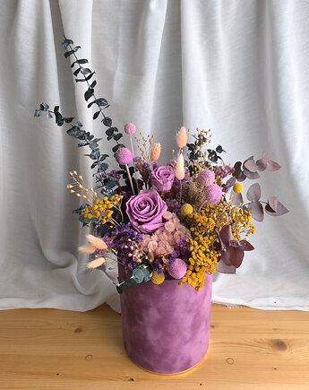 Flowerbox ,,Fioletbox" róże wieczne, Rondo Kwiatowe