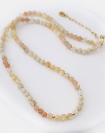 Naszyjnik z kamieni naturalnych: kamień słoneczny, kamień księżycowy, MYNESS