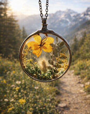 Duży naszyjnik Żółty kwiat, MARIAELA