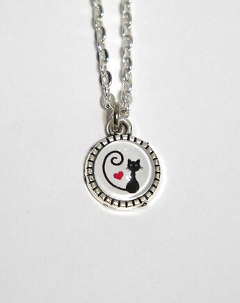 Medalion, naszyjnik - Kotek serce - mini, yenoo