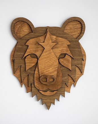 Bear- niedźwiedź, miś drewniany, Boho nowoczesna dekoracja ścienna 3d, Printerior