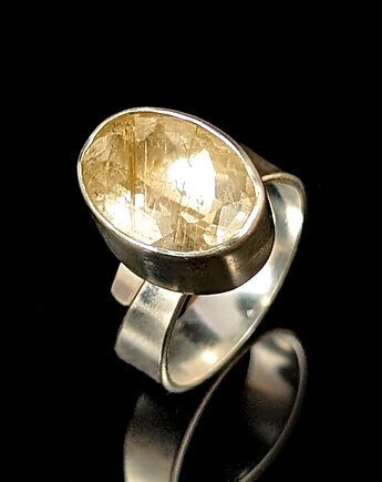 Pierścionek kwarc z delikatnym rutylem, Pracownia Neores