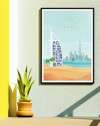 Dubaj - plakat 50x70 cm vintage art giclee, minimalmill