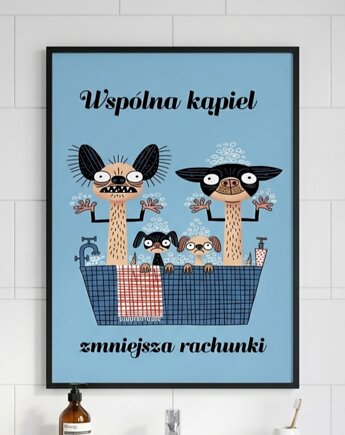 Plakat 30x40 wspolna kąpiei Chihuahua psy, polkastudio