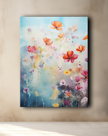 Polne kwiaty - Plakat - Olej, Boho, Abstrakcja, Black Sapphire Art