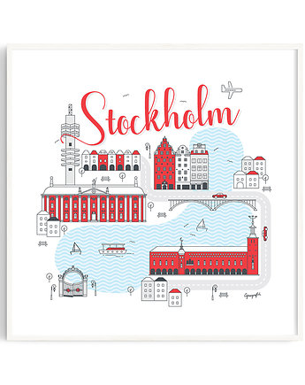 Stockholm Sztokholm plakat 40x40 cm, Cyrografik
