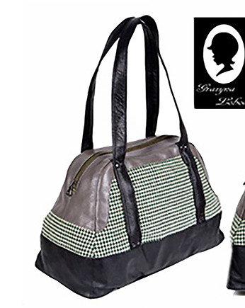 Skóra naturalna + wełna TOREBKA OLIWKA 100% handmade, Grażyna Łoboda