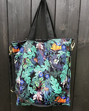 Torba na ramię XXL - print zaczarowany ogród, PRACOWNIA 166