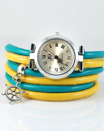 Zegarek, bransoletka - Turkus, żółty - Ster, yenoo