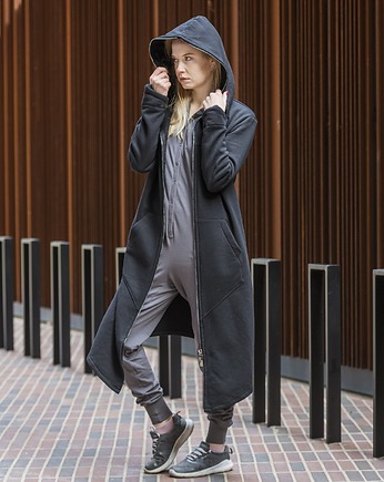 Długi płaszcz EXPRESS czarny, lemme