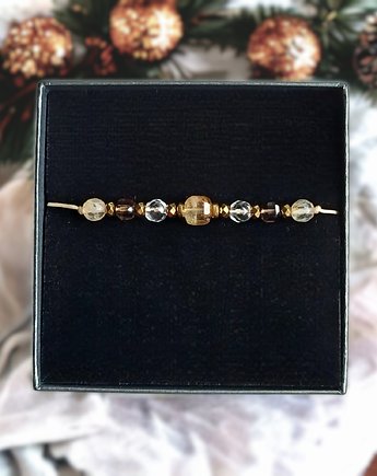 DOBROBYT - amulet - cytryn, kwarc dymny, kryształ górski - PREMIUM, kaktusia