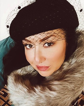 Beret z woalką czarny, Kasia Miciak design