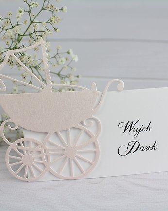 Winietka Chrzest Wózek Dziewczynka 10 szt, Say I Do Zaproszenia