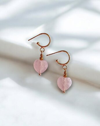 Kolczyki serduszka KWARC TRUSKAWKOWY : wyjątkowy prezent, kaktusia