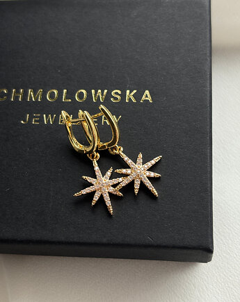 Kolczyki pozłacane Gwiazdka z cyrkoniami, Chmolowska Jewellery
