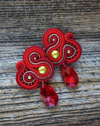 Czerwono złote kolczyki sutasz, Mró Soutache
