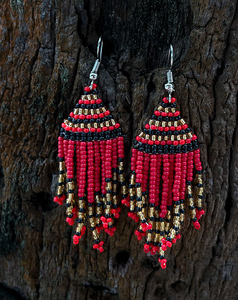 Kolorowe afrykańskie kolczyki Red Flames, OKAZJE - Prezenty świąteczne