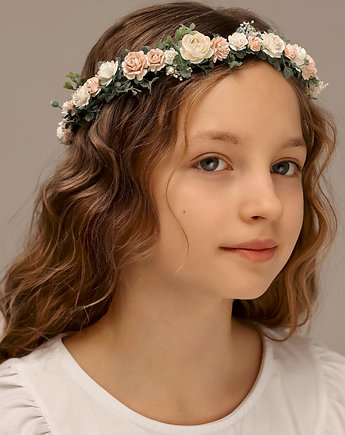 Delikatny wianek na głowę brzoskwiniowy  n.30721, Lola White