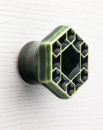 Gałka do mebli w zieleni butelkowej, wz.6, pracowniazona