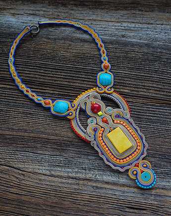 Qsambara- etniczny naszyjnik Soutache, Mró Soutache