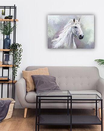 Obraz - Biały koń - wydruk na płótnie, yenoo