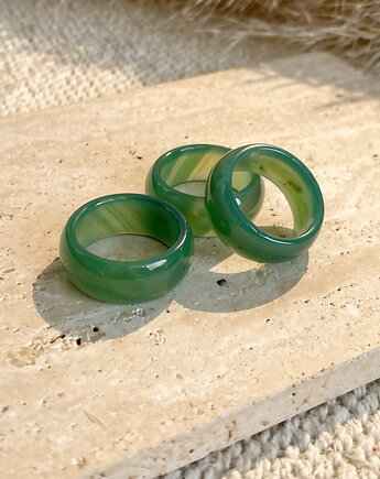 Pierścionek, obrączka  z naturalnego kamienia, minerał agat, Coccola JEWELLERY