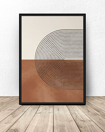 Plakat abstrakcyjny z czarnymi liniami na dwukolorowym tle, scandiposter