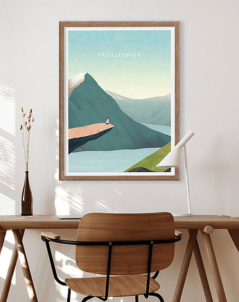 Język Trolla - Trolltunga - Norwegia - plakat 50x70 cm, minimalmill