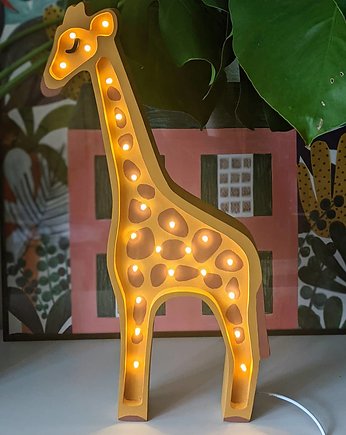 Drewniana nocna lampka LED dla dzieci żyrafa, imole