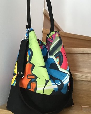 Torba hobo XXL - print graffiti, PRACOWNIA 166