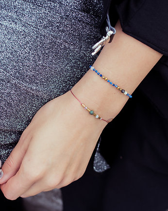 Bransoletka Zodiac Ryby Fluoryt Turkus Akwamaryn Kamień Księżycowy, w hand works