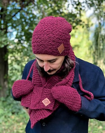 Męska czapka MERINO Explorer Bordo, Brain Inside