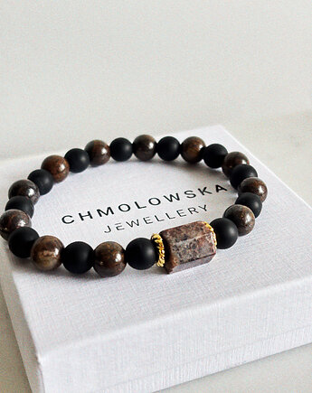 Bransoletka męska Bronzyt i Agat Unikat, Chmolowska Jewellery