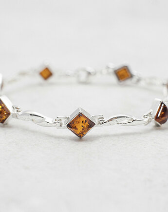 Bransoletka z bursztynem koniakowym i srebrem 925, Amber Charm