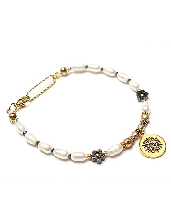 Pearls /white/ perły naturalne vol. 10 - bransoletka, KiKa pracownia