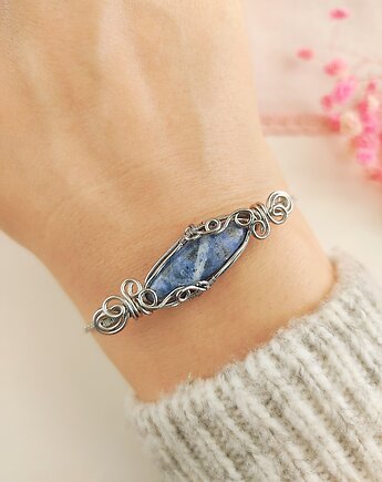 Bransoletka Sodalit stal chirurgiczna handmade wirewrapping, byNostawen