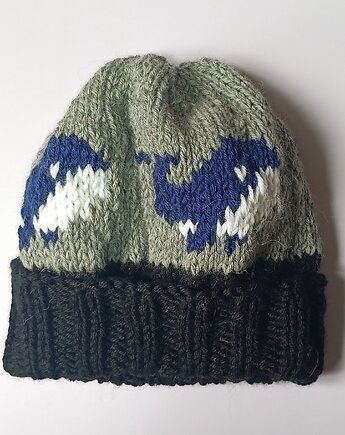 PROMOCJA jedna sztuka! czapka unisex ze 100% miękkiej wełny, wieloryby, cosy creation