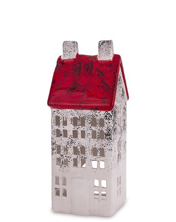Domek ceramiczny biały z czerwonym dachem, 18x7x7 cm KEDOM small, MIA home