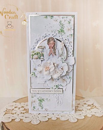 Kartka komunijna, Pamiątka Pierwszej Komunii, prezent "Bright 2" GOTOWA, Lulaczkowo