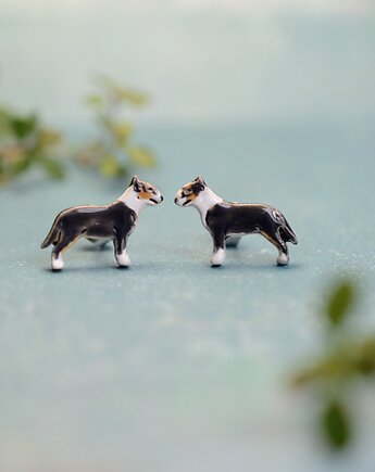 Bulterier mini pieski - ceramiczne kolczyki, Dorca