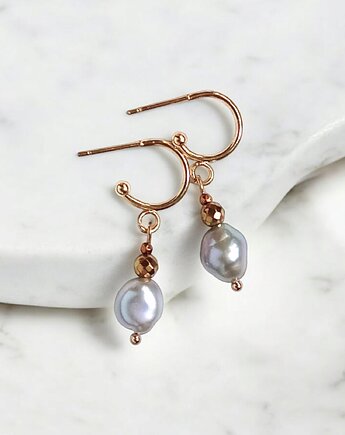 Srebrne perły - kolczyki na okrągłych sztyftach, kaktusia