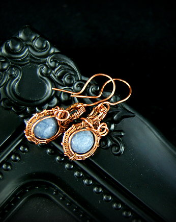 Kolczyki z szaro niebieskim jadeitem, Blue Pearl Art
