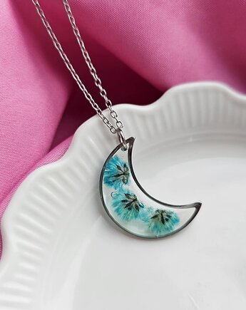 Naszyjnik księżyc z turkusową gipsówką, Kwiatostany