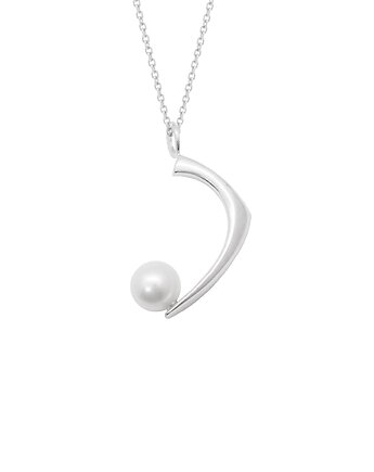 PEARL / glossy silver necklace with white pearl, Filimoniuk