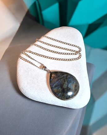 Srebrny naszyjnik z naturalnym labradorytem (srebrny łańcuszek 925), Arto Teka