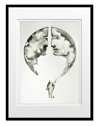 See me II, grafika obraz malowany tuszem, Galeriai