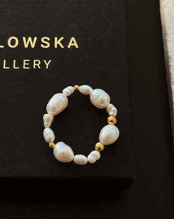 Pierścionek elastyczny perły, Chmolowska Jewellery
