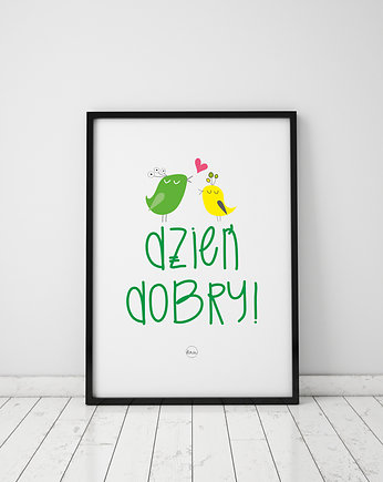 Plakat z ptaszkami. Dzień dobry, Love Life and Forest