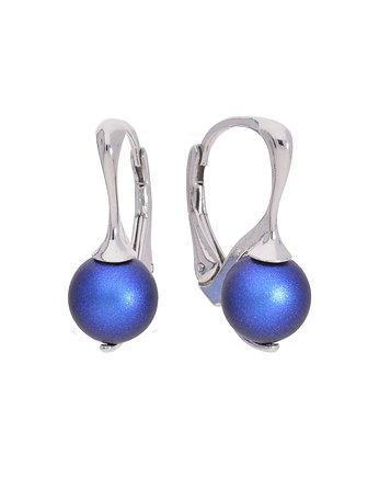 Kolczyki z niebieską perłą Swarovski, KOM Biżuteria